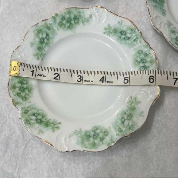 Vintage Hermann Ohme, Germany Prussia Elysee green/ White Flowers set of 5 - Picture 10 of 10